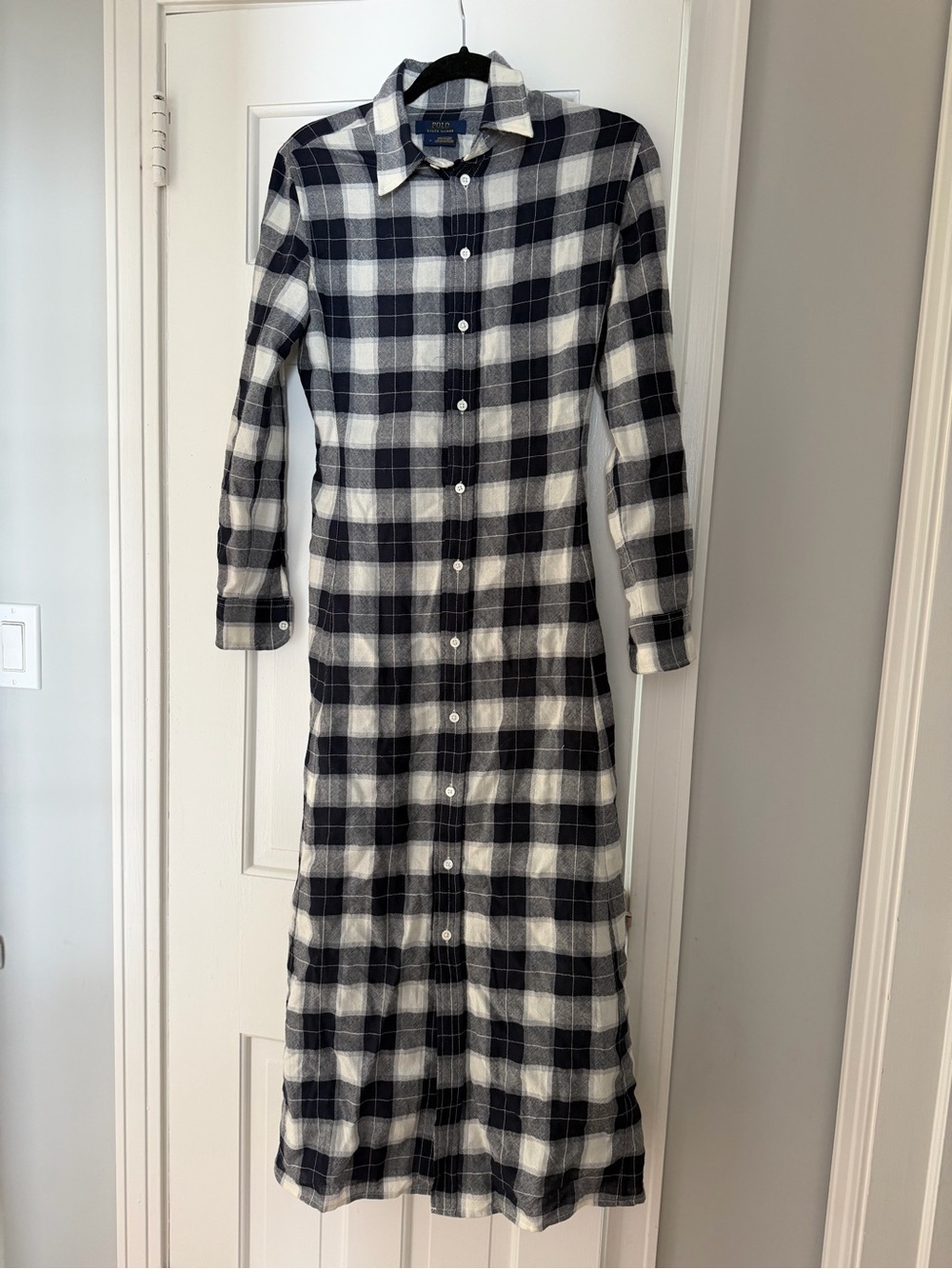 Women’s Black & White Plaid Button-Front Maxi Dress USA small